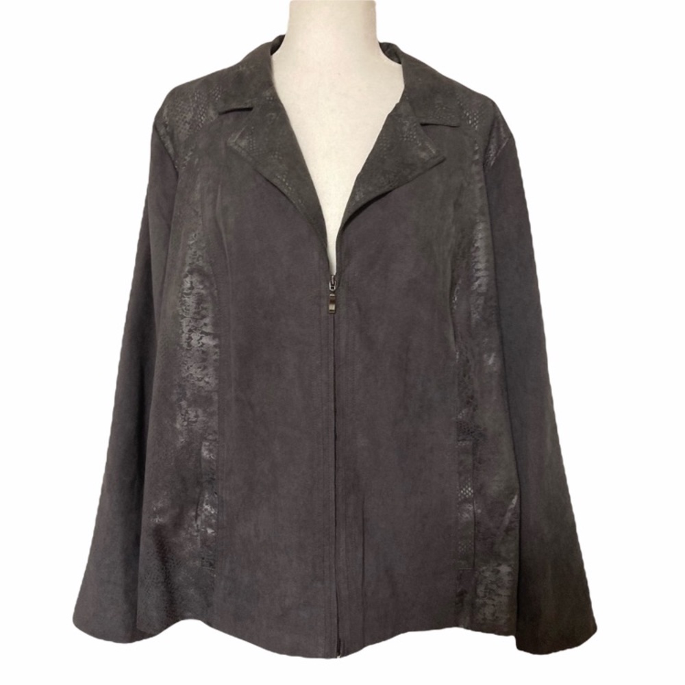 Studio Works Grey Faux Suede Snake Print Jacket